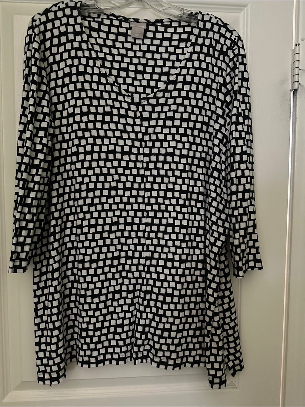Black and White Geometric Square Print Tunic
